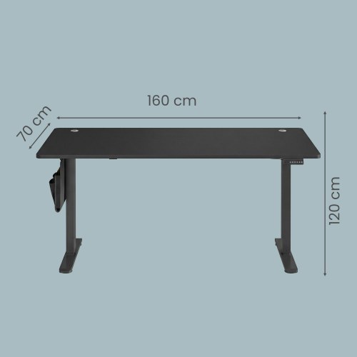Elektrisk hæve‑sænkebord 160,1 × 70,1 cm – 4 memoryhøjder, hjemmekontor, sort