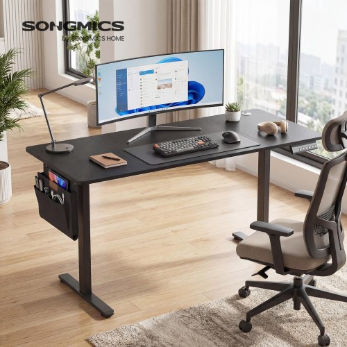 Elektrisk hæve‑sænkebord 160,1 × 70,1 cm – 4 memoryhøjder, hjemmekontor, sort