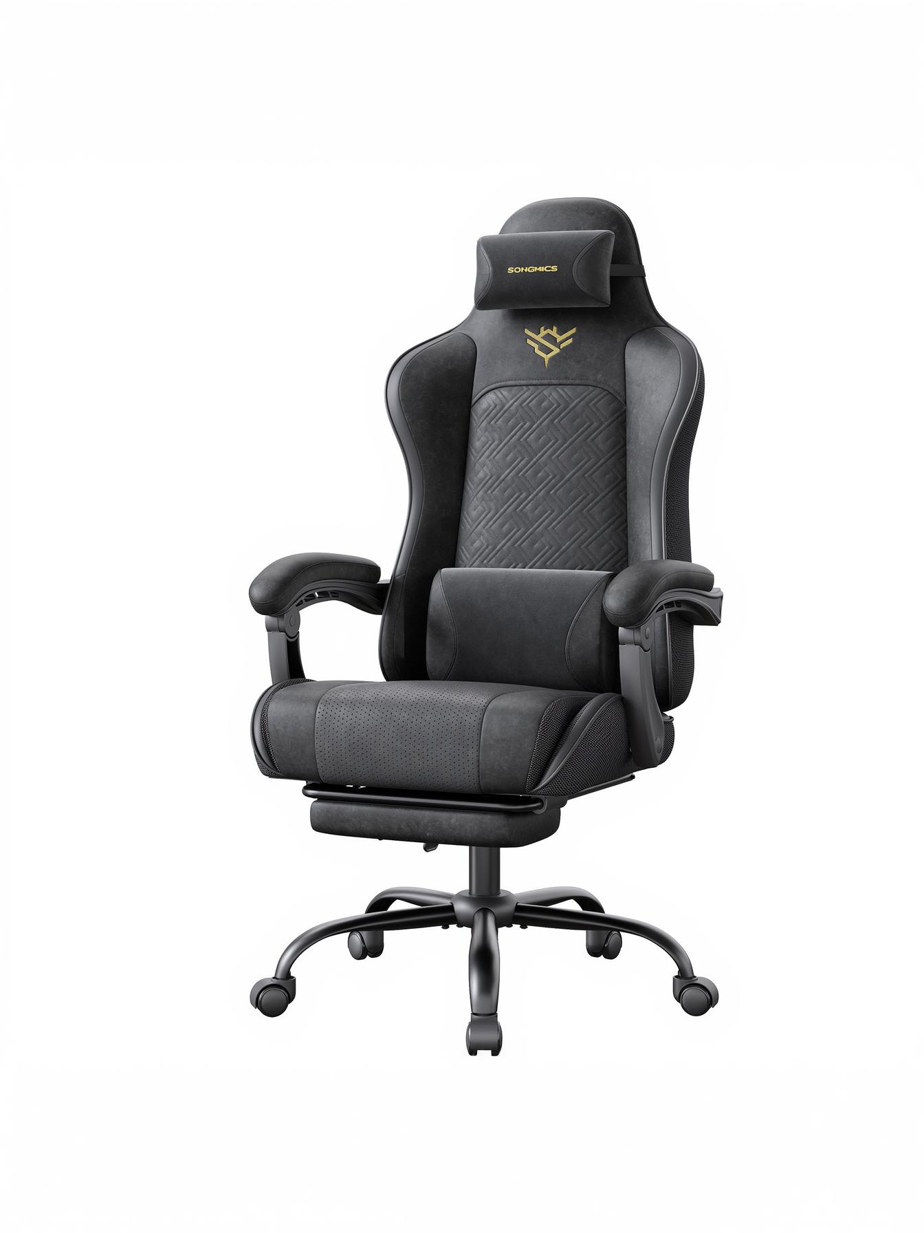 Ergonomisk gamerstol med fodstøtte og fjedret sæde – ink black OBG079B01