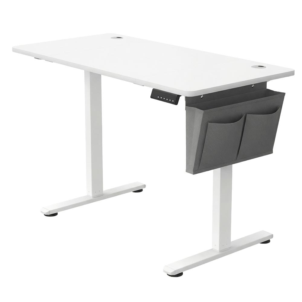 Elektrisk hæve-sænkebord 120 × 60 cm – 4 hukommelser, hjemmekontor, hvid