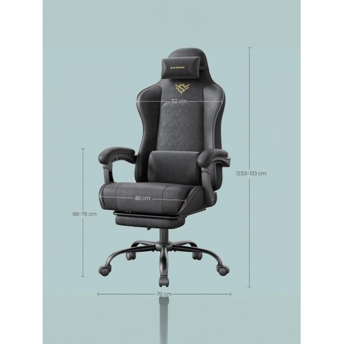 Ergonomisk gamerstol med fodstøtte og fjedret sæde – ink black OBG079B01