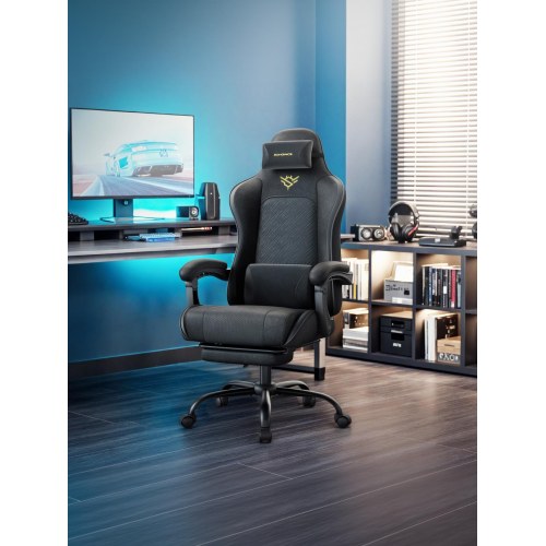 Ergonomisk gamerstol med fodstøtte og fjedret sæde – ink black OBG079B01