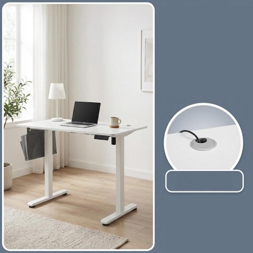 Elektrisk hæve-sænkebord 120 × 60 cm – 4 hukommelser, hjemmekontor, hvid