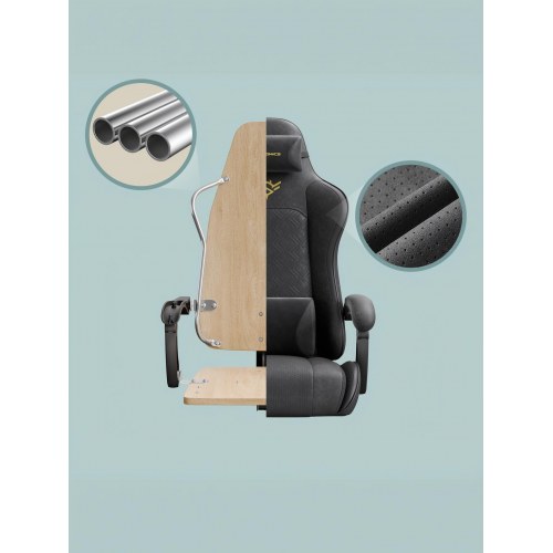 Ergonomisk gamerstol med fodstøtte og fjedret sæde – ink black OBG079B01