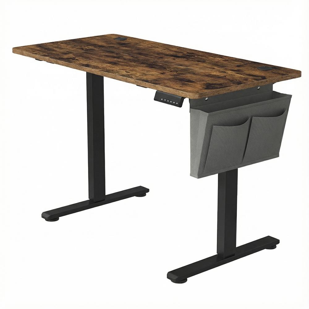 Elektrisk hæve-sænkebord 120,1 × 60,1 cm – 4 hukommelser, USB‑C, rustik brun