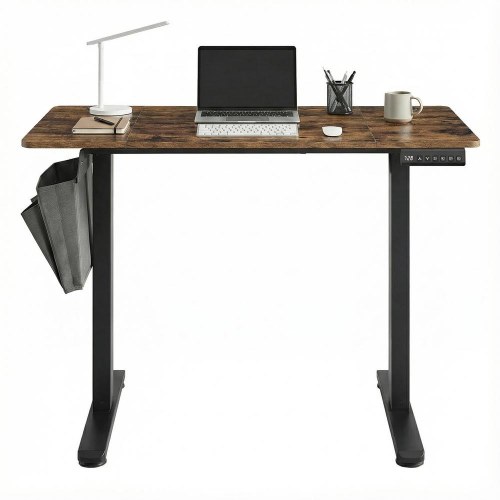 Elektrisk hæve-sænkebord 120,1 × 60,1 cm – 4 hukommelser, USB‑C, rustik brun