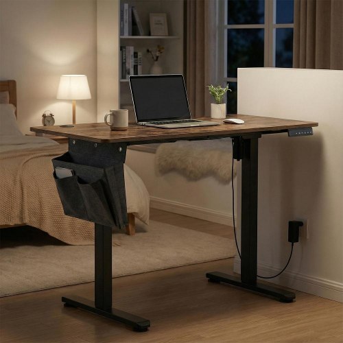 Elektrisk hæve-sænkebord 120,1 × 60,1 cm – 4 hukommelser, USB‑C, rustik brun