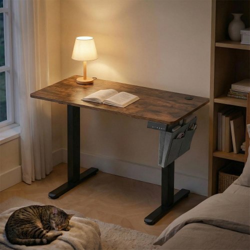 Elektrisk hæve-sænkebord 120,1 × 60,1 cm – 4 hukommelser, USB‑C, rustik brun