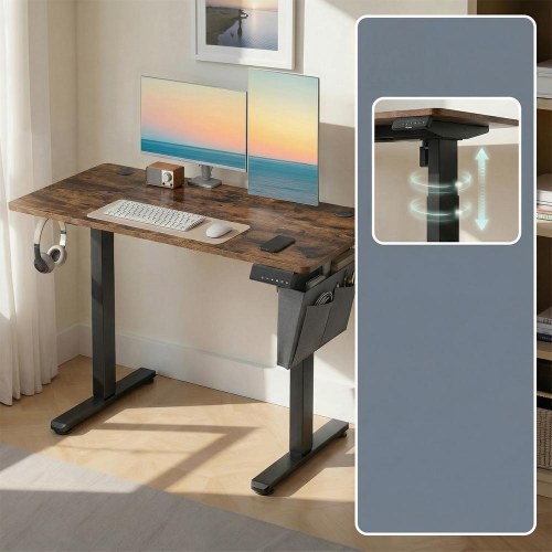 Elektrisk hæve-sænkebord 120,1 × 60,1 cm – 4 hukommelser, USB‑C, rustik brun