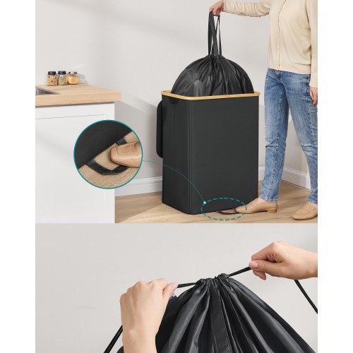 Pantflaskesamler 135 l med låg og inderpose - sort/natur