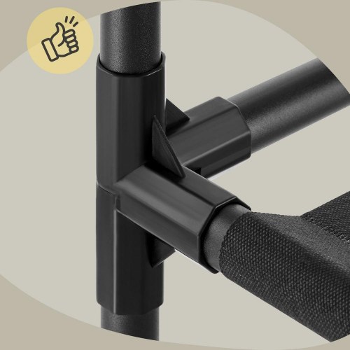 Tøjstativ med 2 bøjleskinner og hylde – metalstativ, max. 55 kg, nem montering, sort (RDR001B02)