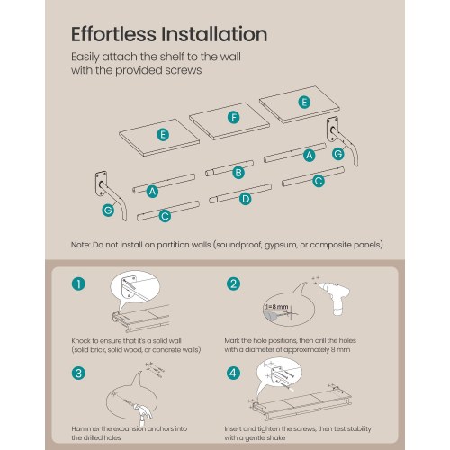 Vægmonteret tøjstativ med hylde – 28 × 109 × 13,2 cm, rustik brun/sort, bæreevne 35 kg