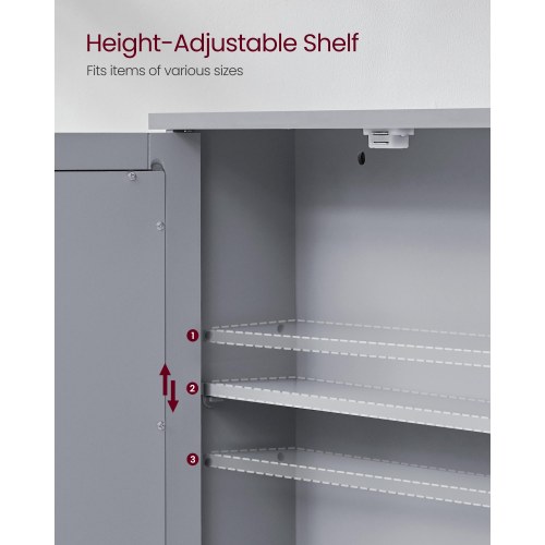 Spejlskab til væg med 2 spejllåger og åbent rum - justerbar hylde, 13 × 56,5 × 58,5 cm, duegrå