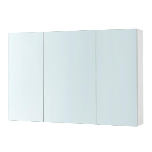 Vægskab med spejl - 3-dørs badeværelsesskab, 15 × 90 × 60 cm, hvid, justerbar hylde