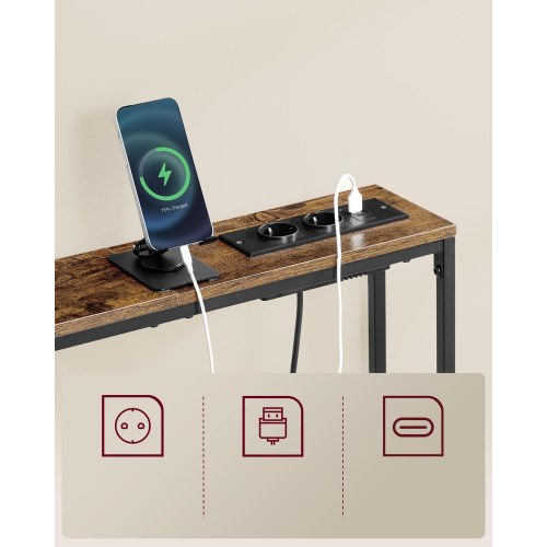 Konsolbord med ladestation og kroge 100 cm - Vintage Brown/Ink Black