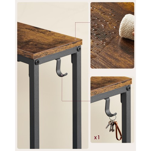 Konsolbord med ladestation og kroge 100 cm - Vintage Brown/Ink Black