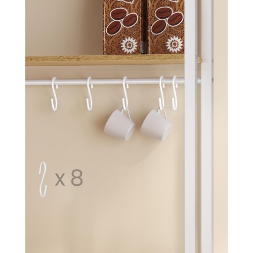 Kaffebar med ladestation - køkkenreol med skab, gylden eg/hvid