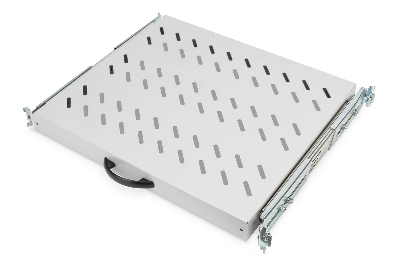 DIGITUS udtrækshylde 1U til 19" rack – 30 × 48,3 × 38,5 cm, grå, 25 kg billede