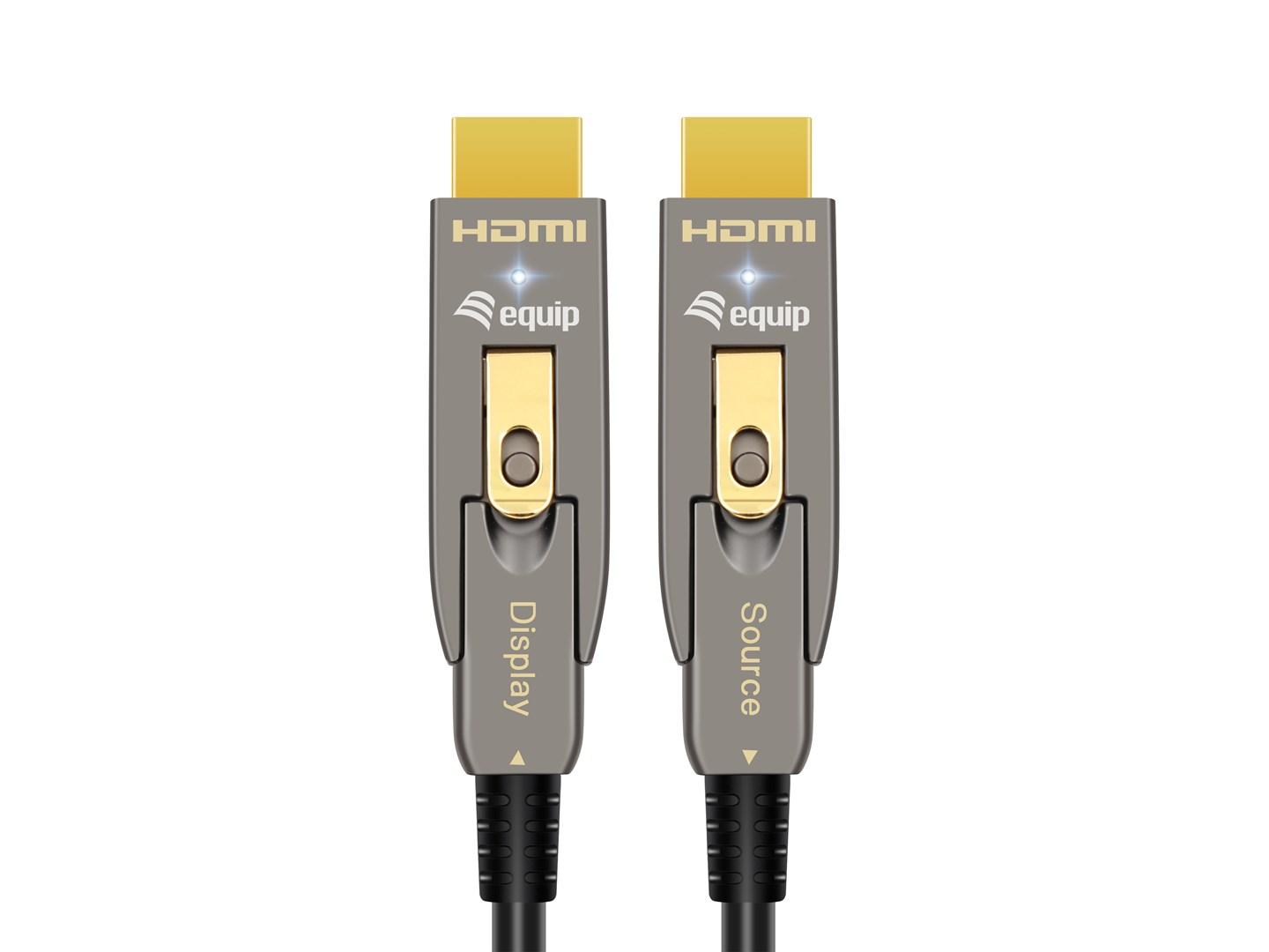 Equip HDMI 2.0 aktivt optisk kabel, 15 m – aftagelig Type D + A, 4K/60 Hz