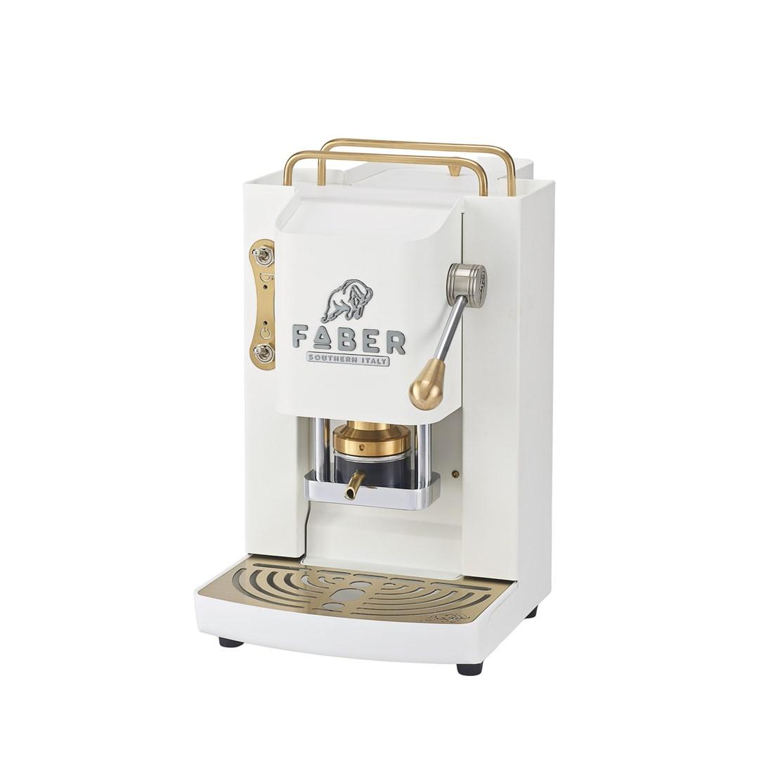 FABER Pro Deluxe espressomaskine – hvid med messingdetaljer
