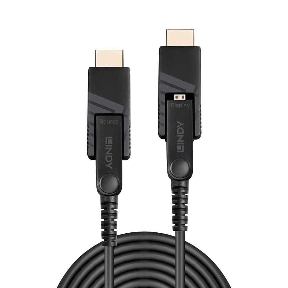 LINDY 20 m fiberoptisk hybrid Micro‑HDMI 18G-kabel med aftagelige HDMI- og DVI-stik billede