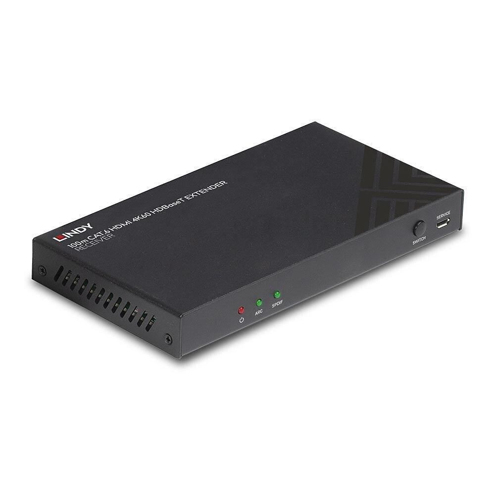 LINDY 100 m Cat.6 HDMI 4K60 HDBaseT-modtager med lyd, IR og RS-232