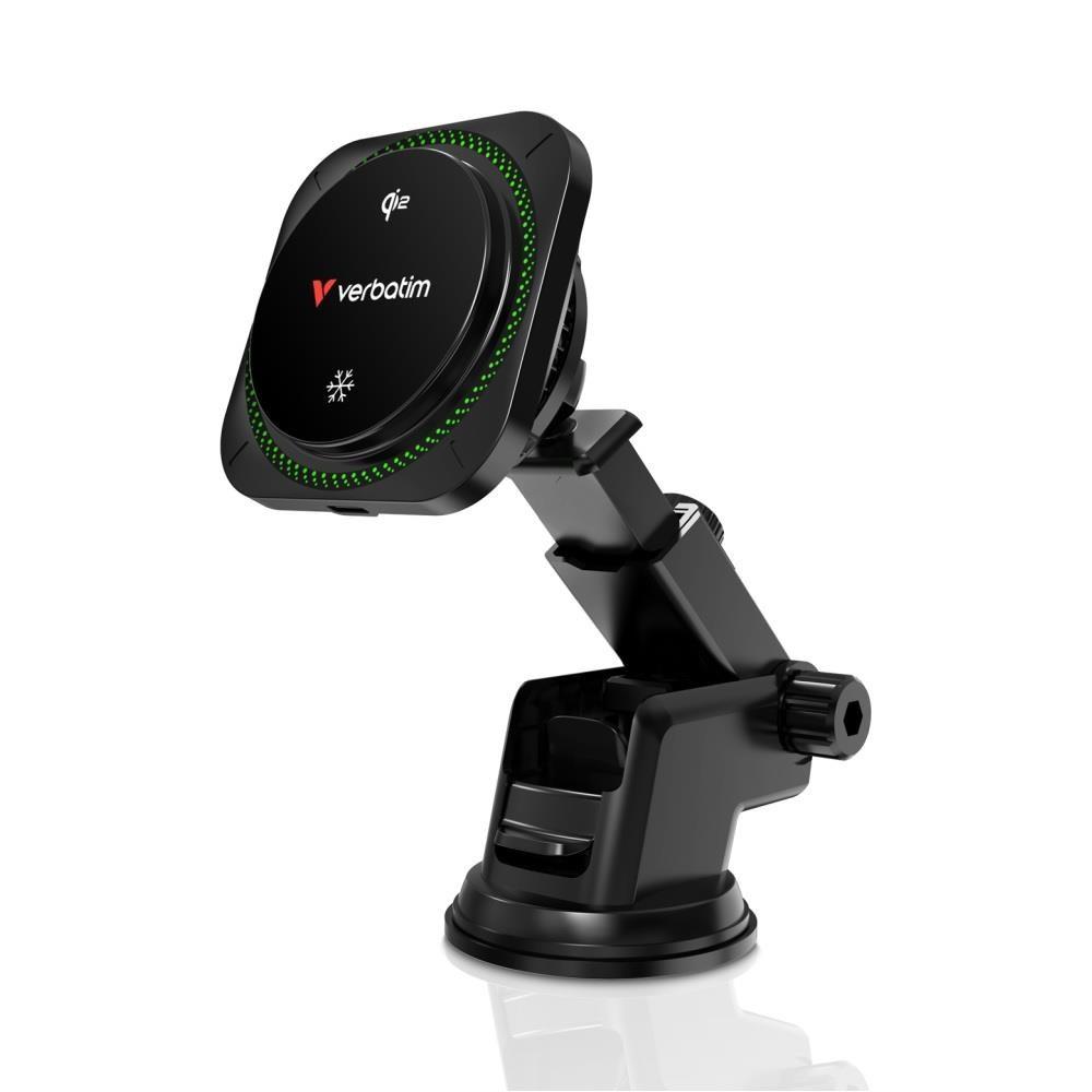 Verbatim Charge ’n’ Drive Qi2 magnetisk trådløs biloplader med RGB billede
