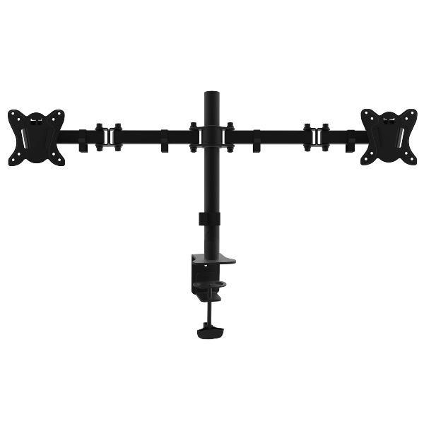 EQUIP dobbelt skærmholder til bord 13"–27" – højdejusterbar, sort