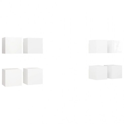 Væghængte tv-skabe 8 stk. 30,5x30x30 cm hvid højglans