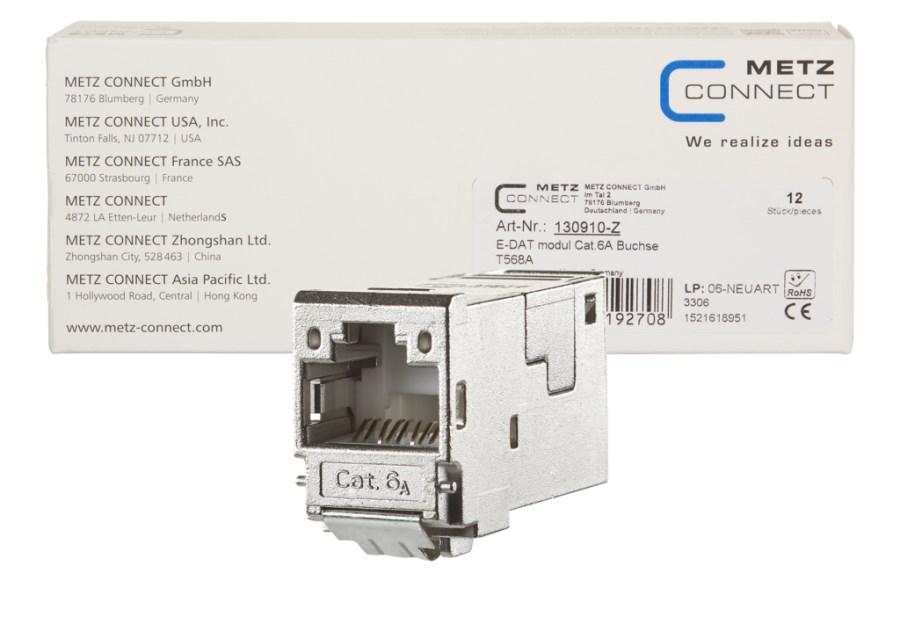 METZ CONNECT 130910-Z – RJ-45 Keystone-modul Cat6a, metallisk billede