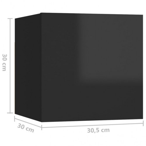 Væghængte tv-skabe 8 stk. 30,5x30x30 cm sort højglans