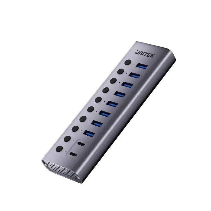 UNITEK H1315B 10-i-1 USB-hub med individuelle kontakter – 8x USB-A + 2x USB-C