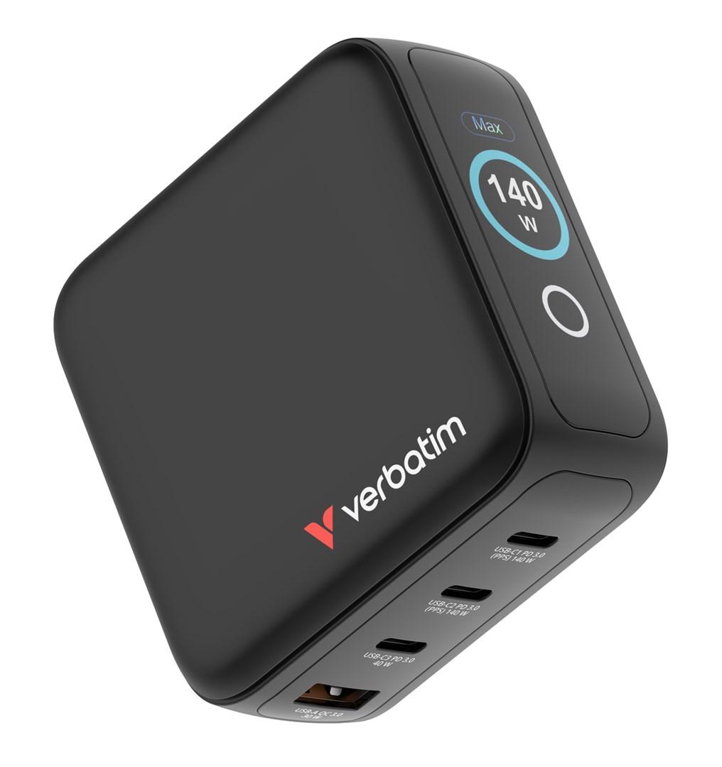 Verbatim Mini GaN oplader 140 W med display billede