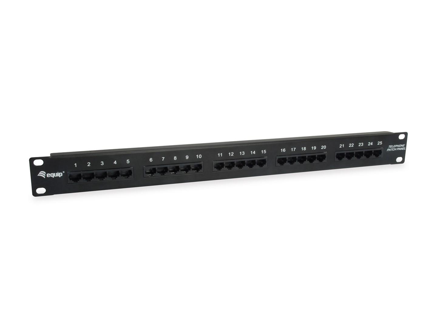 Equip 25-port Cat3 RJ45 ISDN patchpanel - sort