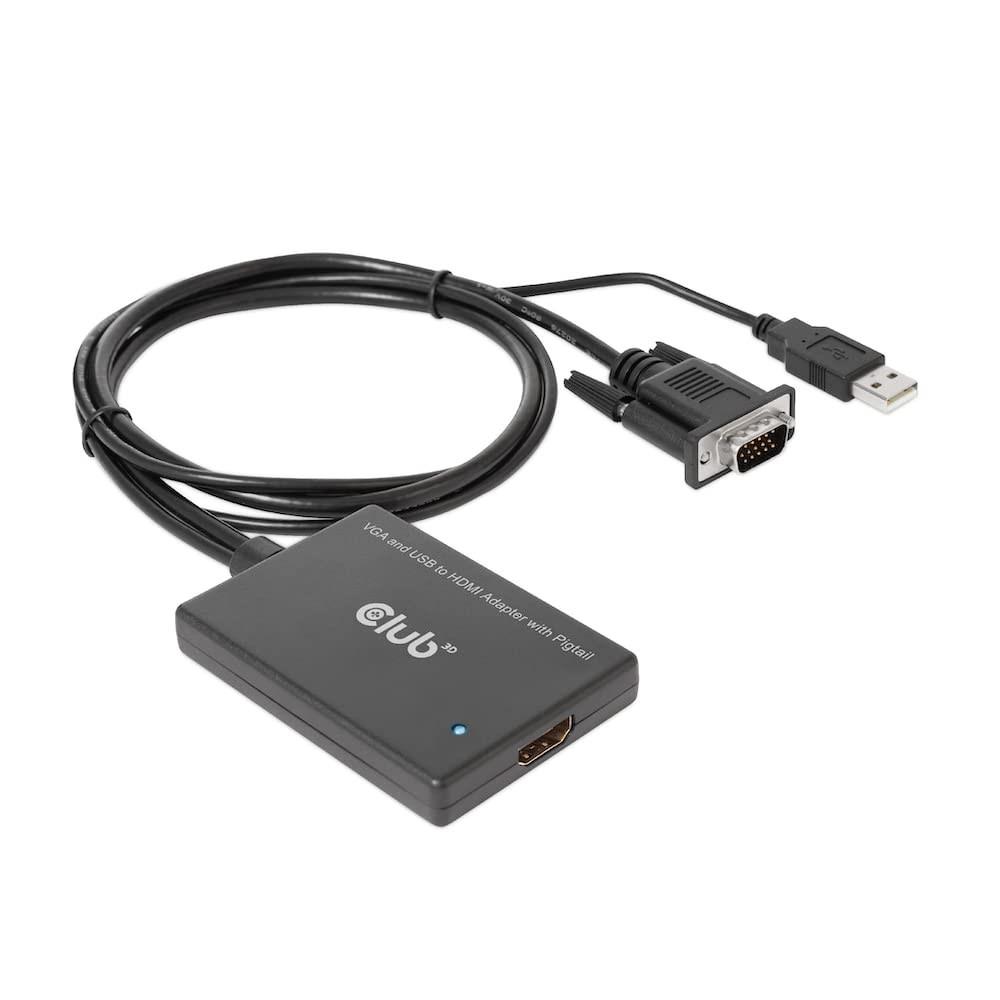 Club 3D VGA og USB Type‑A til HDMI adapter M/F - 0,6 m