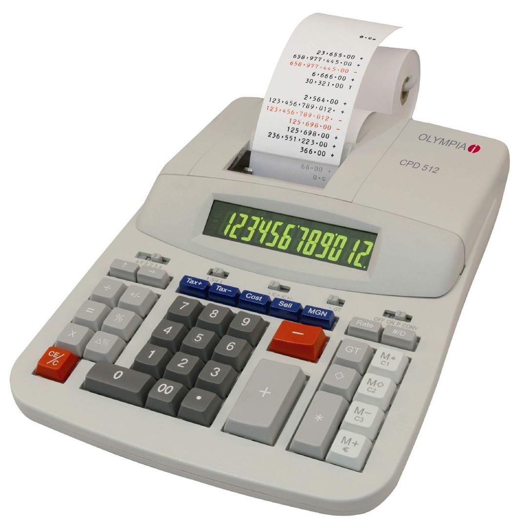 OLYMPIA CPD 512 bordregner med udskrivning - hvid billede