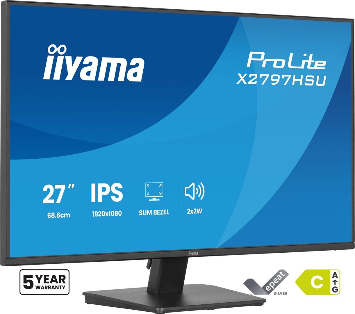 Iiyama ProLite X2797HSU-B1 27" IPS skærm - Full HD, HDMI/DisplayPort, USB-hub billede