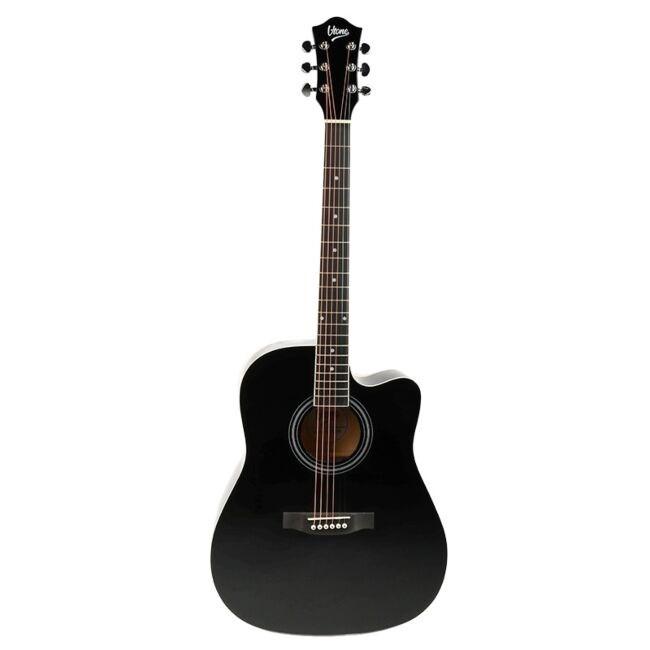 V-TONE AG TWO BK akustisk guitar 4/4 sort sæt plektrum stroplade ekstra strenge etui akkorder toneartsnøgle