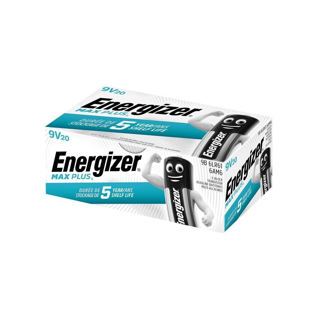 Energizer Max Plus 6LR61 9V-blokbatteri – kasse med 20 stk.
