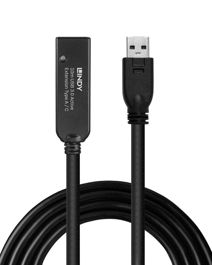LINDY 10 m USB 3.0 aktiv forlængerkabel – Type A til C