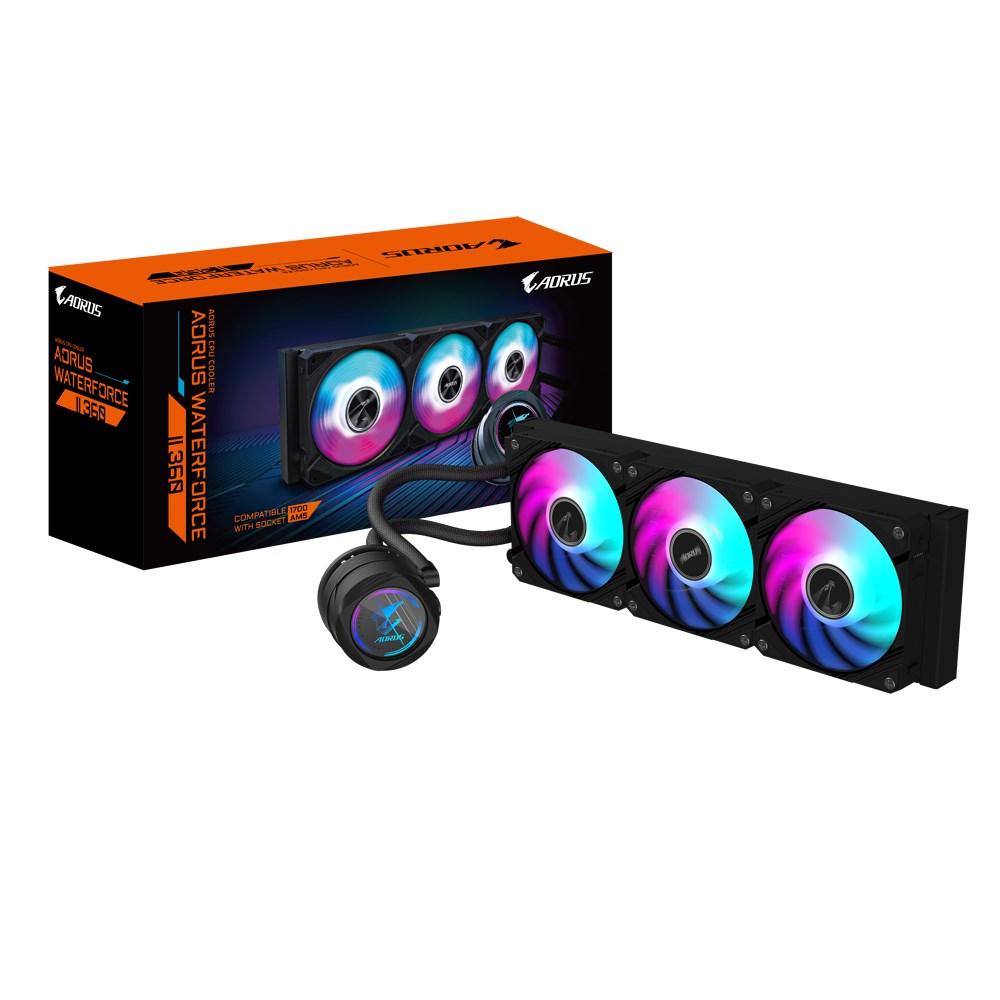 Gigabyte Aorus Waterforce II 360 - AIO vandkøler til CPU med 3×120 mm ARGB, kæde-sammenkobling, kompatibel med Intel LGA 1851 og AMD AM5 billede
