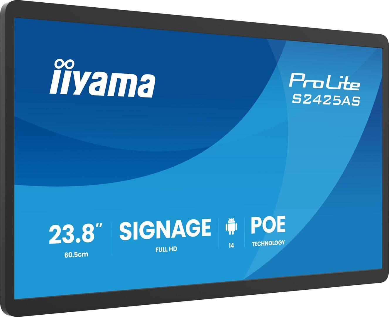 iiyama ProLite S2425AS-B1P 23,8" digital signage skærm - Full HD, 500 cd/m², Android, Wi‑Fi/PoE billede