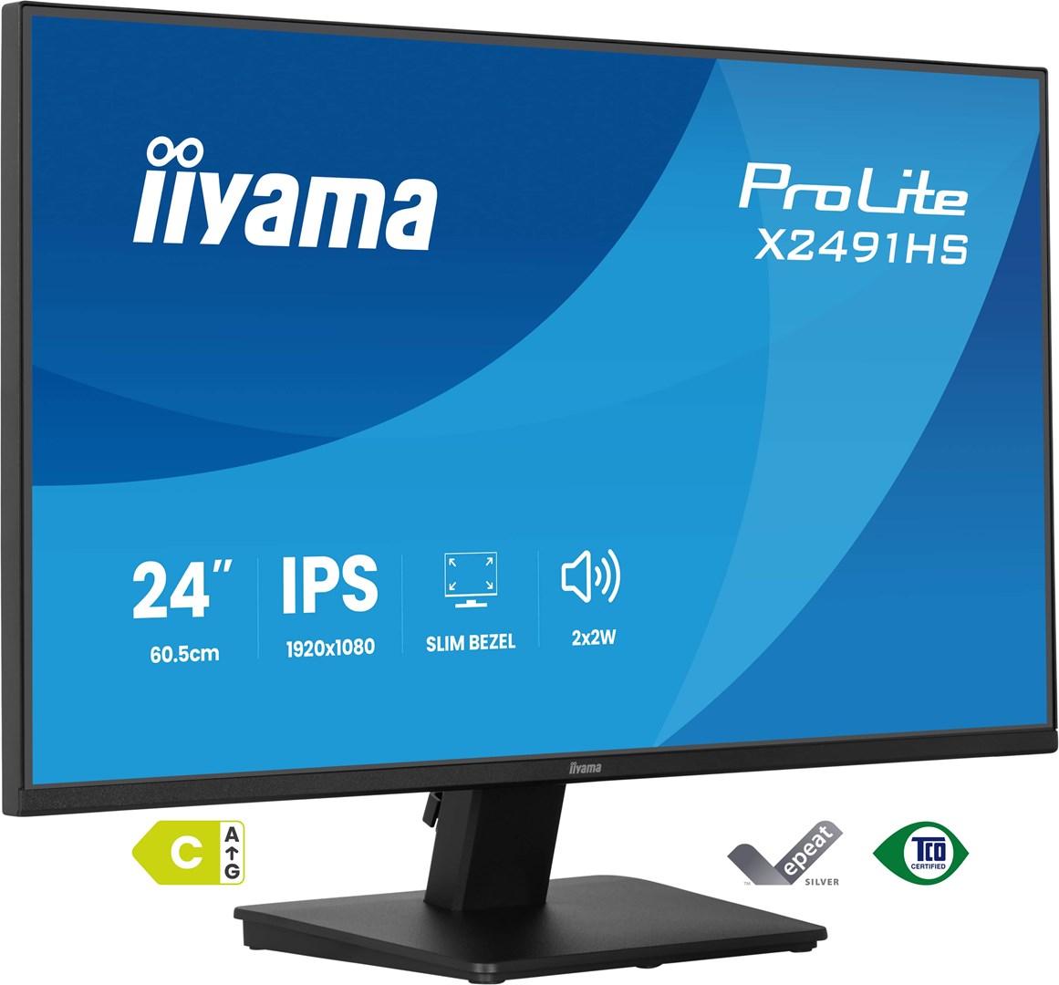 iiyama ProLite X2491HS-B1 23,8" Full HD IPS skærm – Sort billede