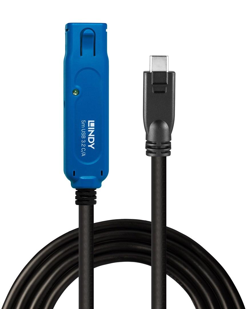 LINDY 5 m USB 3.2 Gen 1 USB‑C til USB‑A Aktiv Forlængerkabel Pro billede