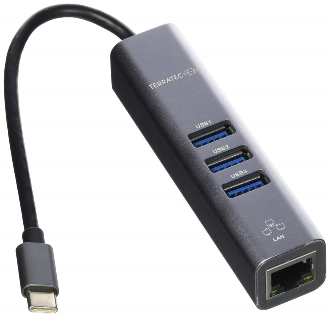 TERRATEC Connect C2 USB‑C til USB 3.0 hub med LAN