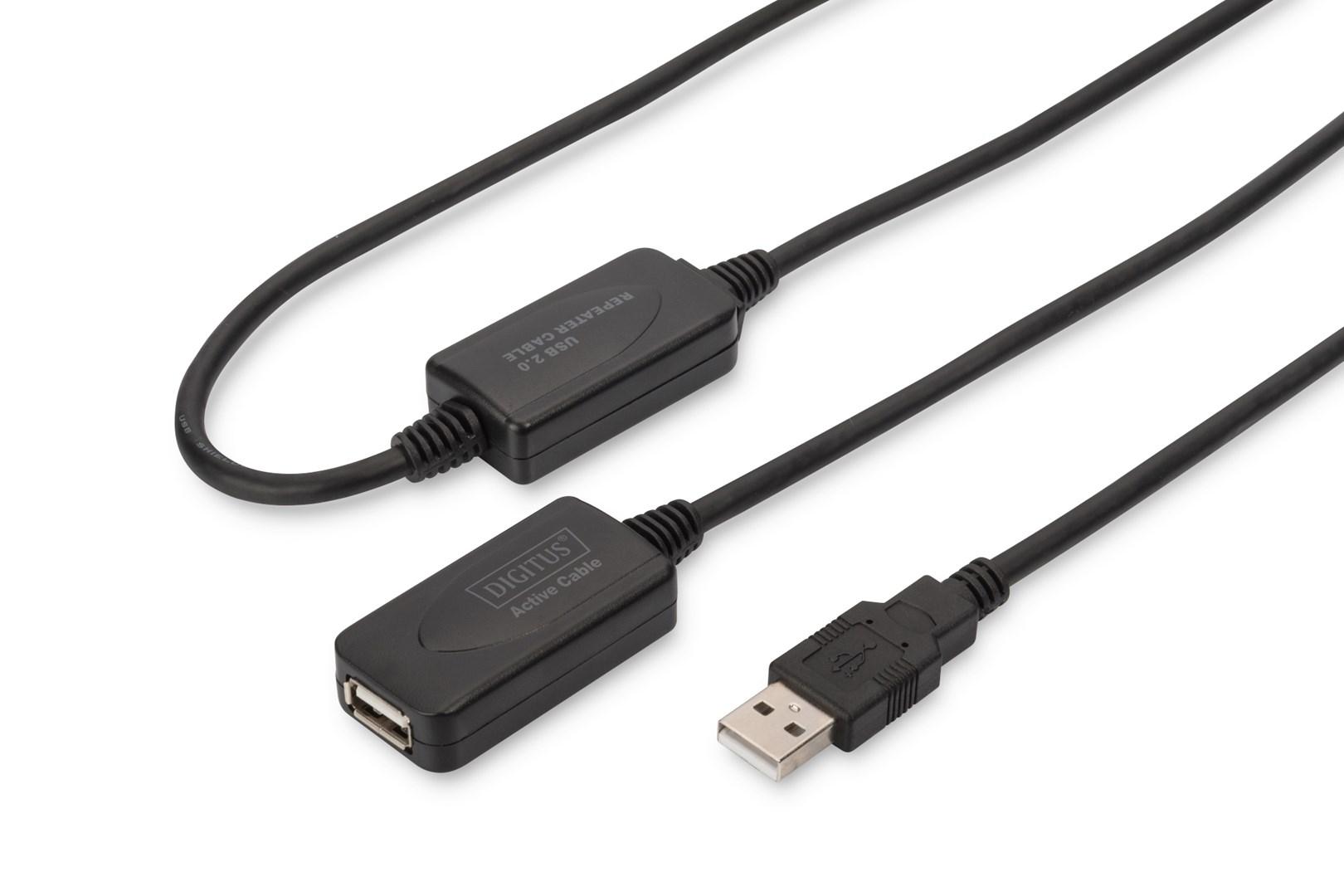 DIGITUS USB 2.0 Repeater Cable DA-73102 - USB forlængerkabel - USB (han) til USB (hun) - USB 2.0 - 20 m - aktiv