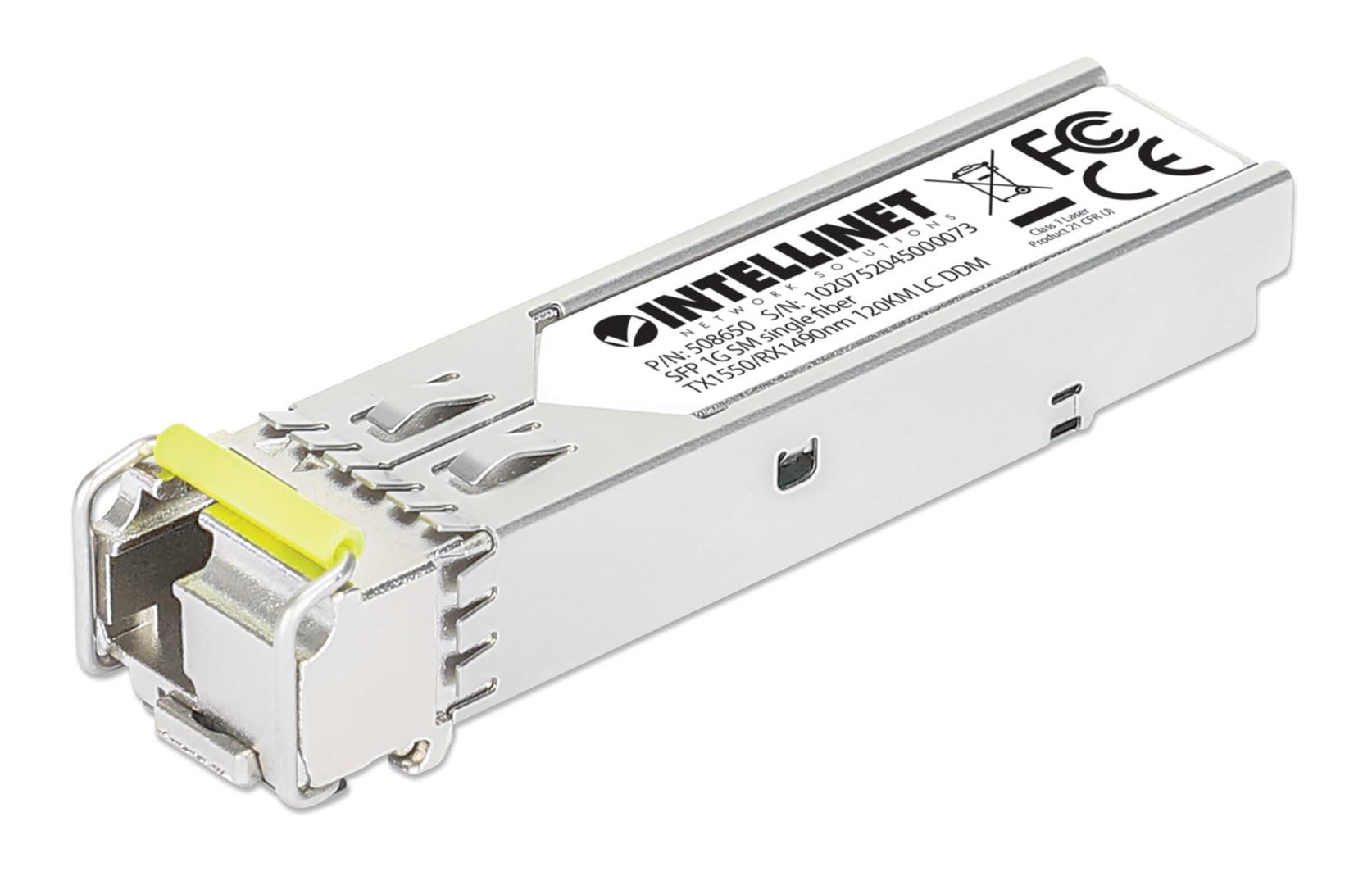 Intellinet Gigabit SFP BiDi 1000Base‑BX‑D transceiver – LC, singlemode, 120 km, sølv billede