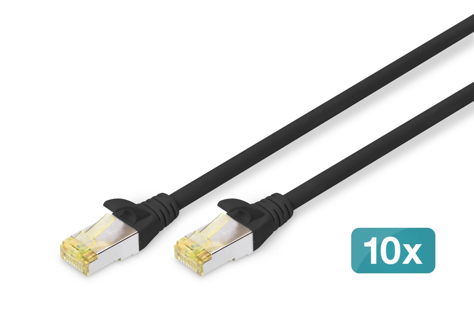 DIGITUS CAT 6A S/FTP patchkabel - 3 m, sort (10-pak) billede
