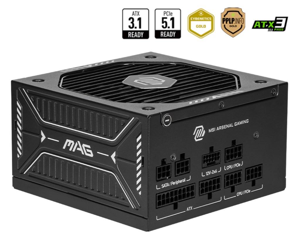 MSI MAG A650GLS PCIe 5 strømforsyning 650 W - ATX, fuldmodulær, sort billede