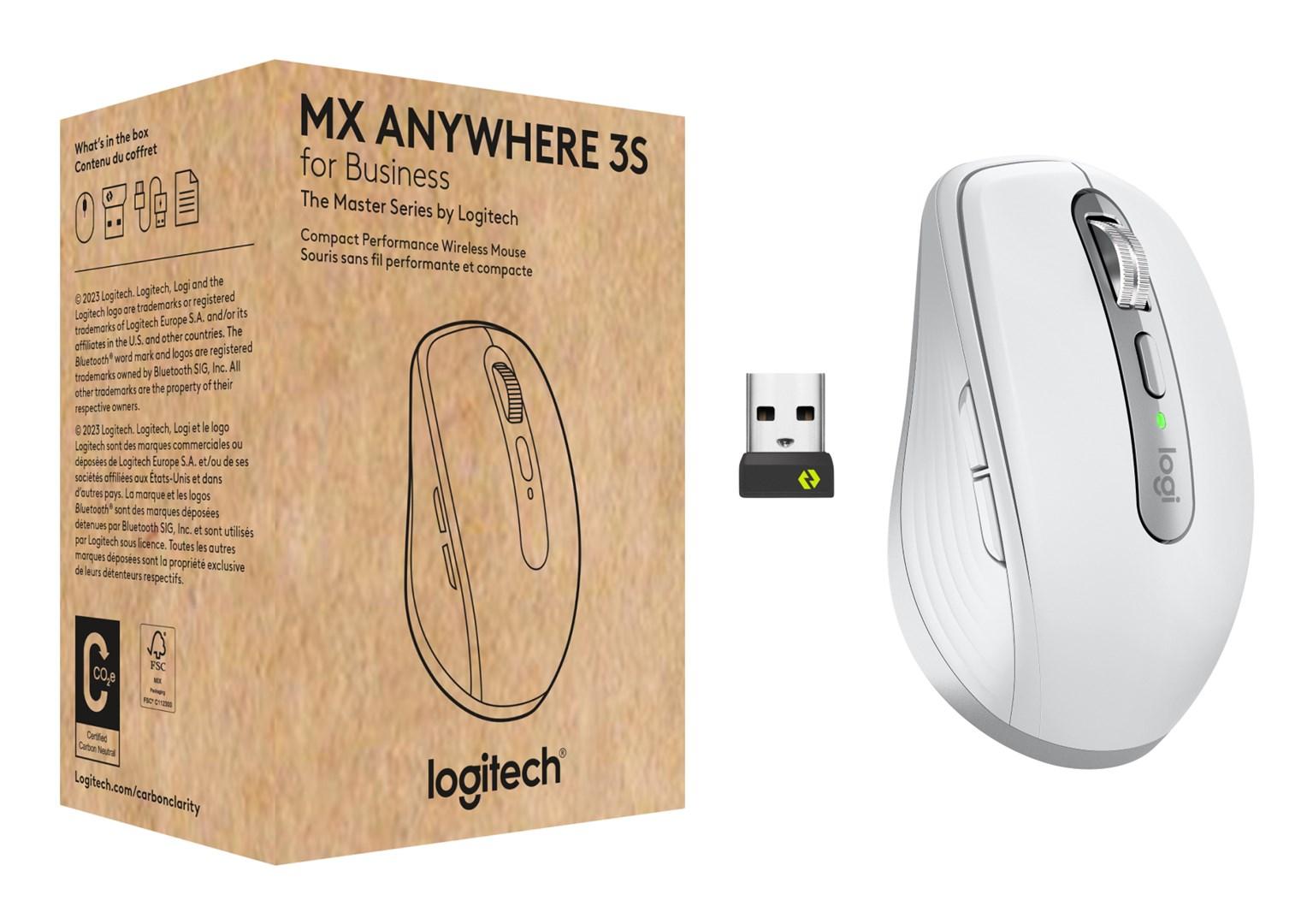 Logitech MX Anywhere 3S for Business – trådløs mus til højre hånd, RF + Bluetooth, 8.000 DPI – Hvid billede
